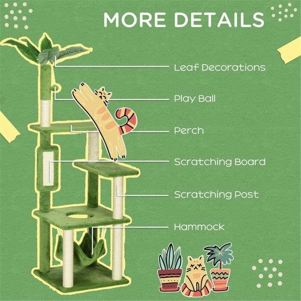 Ajexen Multi-Level Cat Tree Tower with Sisal Scratching Posts, Hammock & Platforms – Stable Climbing Tower for Cats