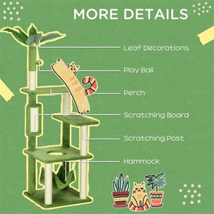 Ajexen Multi-Level Cat Tree Tower with Sisal Scratching Posts, Hammock & Platforms – Stable Climbing Tower for Cats