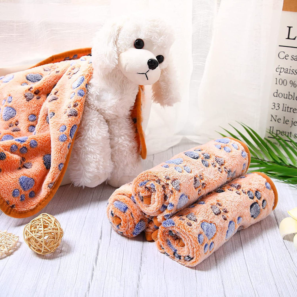 Ajexen Soft Coral Fleece Pet Blanket for Dogs & Cats – Cozy Paw Print Throw for Beds, Crates & Travel