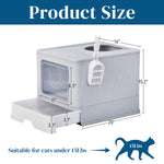 Ajexen Enclosed Cat Litter Box with Top Exit & Pull-Out Tray – 51x40x38cm Grey PP Plastic, Mess-Free & Odor Control