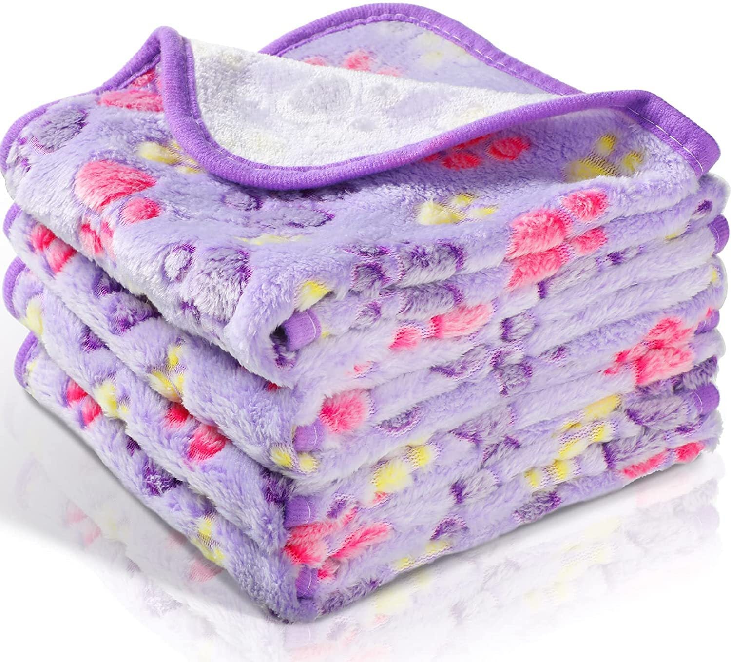 Ajexen Soft Coral Fleece Pet Blanket for Dogs & Cats – Cozy Paw Print Throw for Beds, Crates & Travel