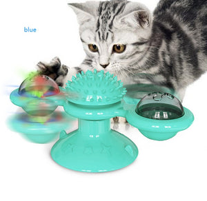 Ajexen Cat Rotating Windmill Toy – Multi-Function Scratcher, Catnip, Teeth Cleaning & Interactive Play