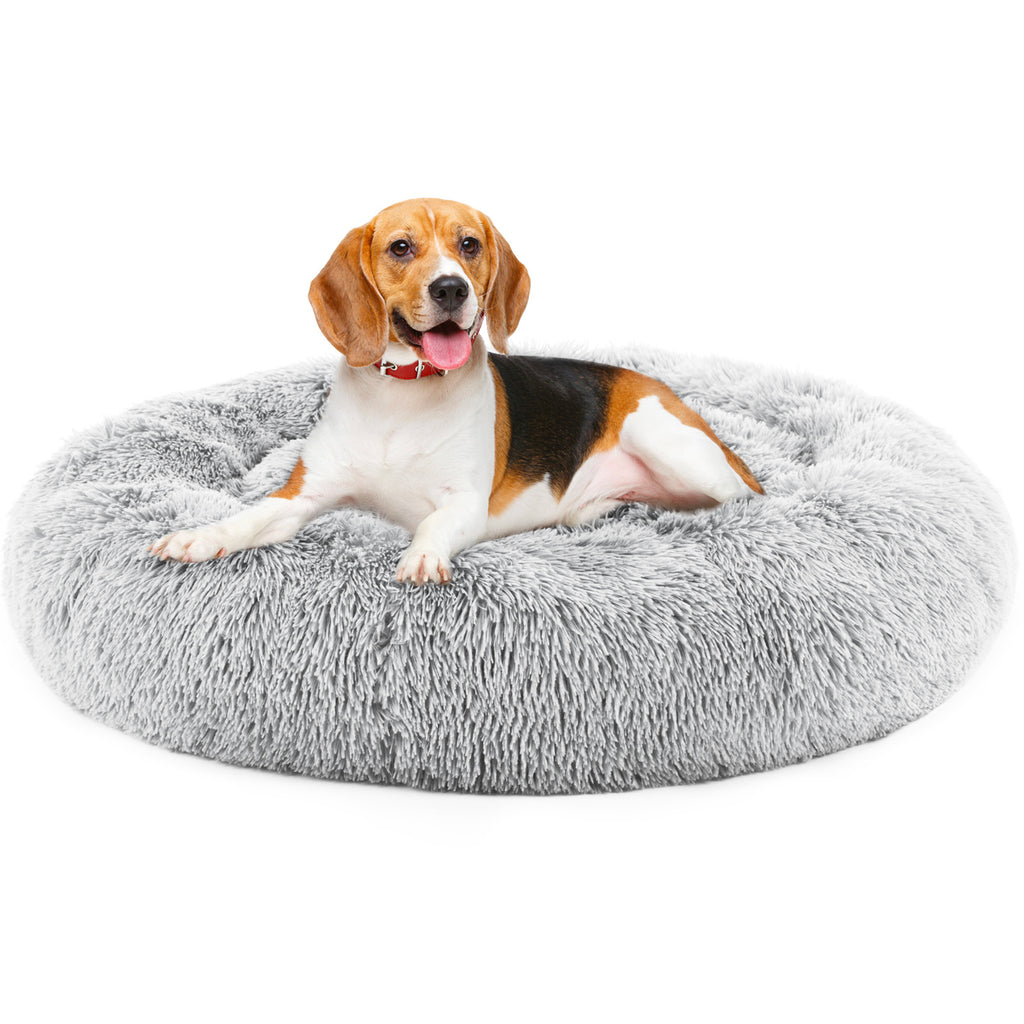 Ajexen 24 Inch Anti-Slip Fluffy Cat Bed – Plush Faux Fur Round Pet Bed for Cats & Small Dogs, Fits Pets Up to 25 lbs