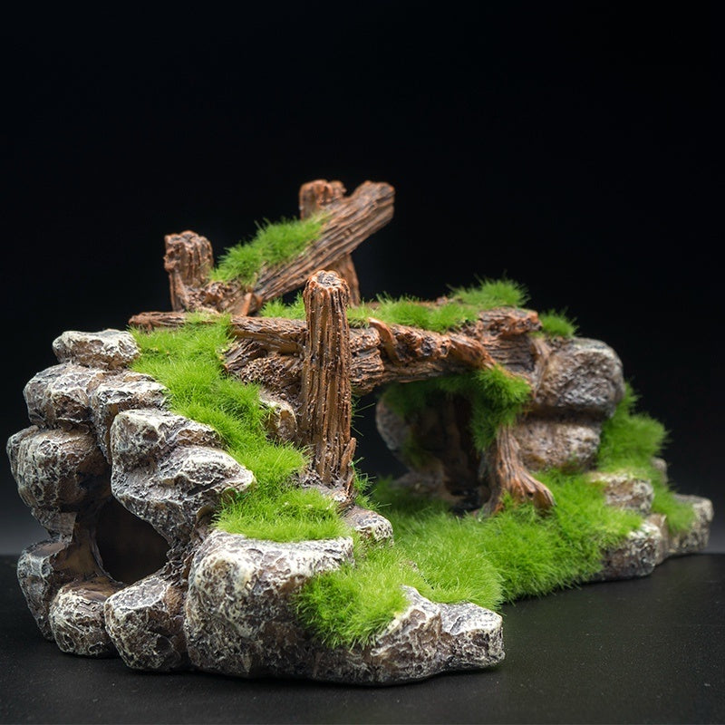Ajexen Flocking Resin Aquarium Decoration | Landscape Stone Ornament for Fish Tanks & Aquascapes
