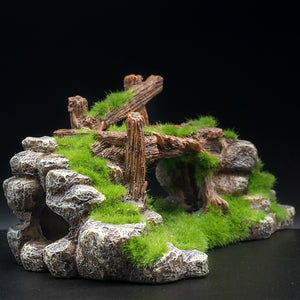 Ajexen Flocking Resin Aquarium Decoration | Landscape Stone Ornament for Fish Tanks & Aquascapes