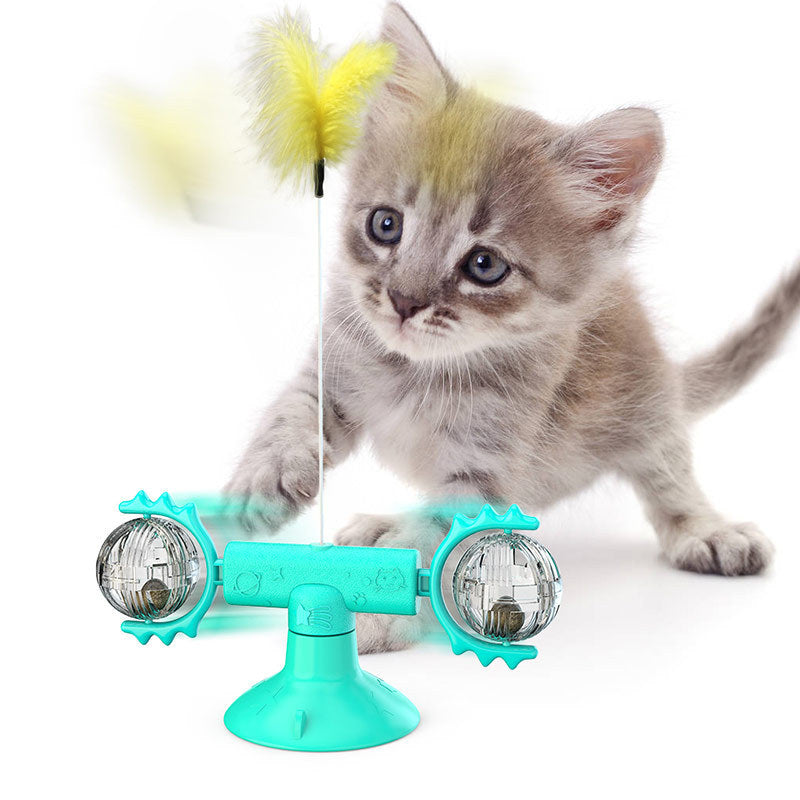Ajexen Cat Rotating Windmill Toy – Multi-Function Scratcher, Catnip, Teeth Cleaning & Interactive Play