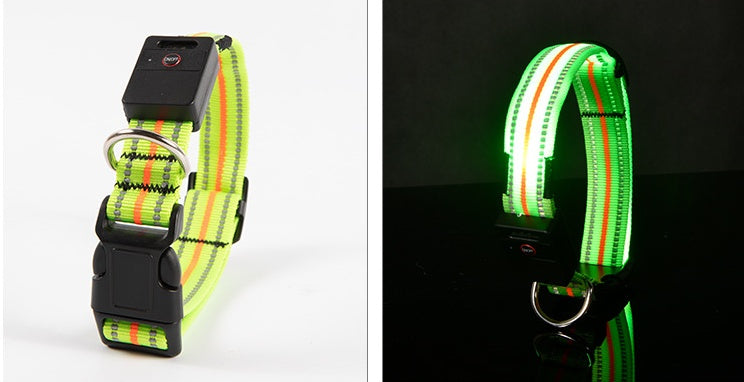 Ajexen Fiber Optic Waterproof LED Pet Collar – Rechargeable Magnetic Dog Collar with Reflective Night Safety