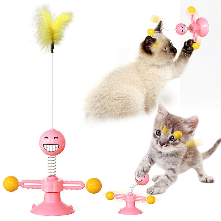 Ajexen Cat Rotating Windmill Toy – Multi-Function Scratcher, Catnip, Teeth Cleaning & Interactive Play