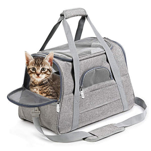 Ajexen Portable Breathable Car Pet Bag – Foldable Travel Carrier, Lightweight Canvas, Comfortable for Small Pets