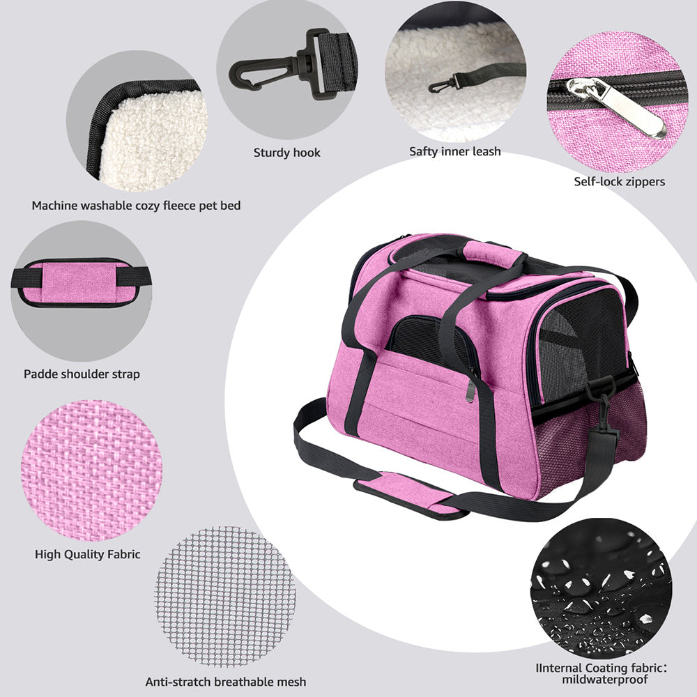 Ajexen Portable Breathable Car Pet Bag – Foldable Travel Carrier, Lightweight Canvas, Comfortable for Small Pets