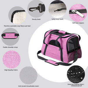 Ajexen Portable Breathable Car Pet Bag – Foldable Travel Carrier, Lightweight Canvas, Comfortable for Small Pets