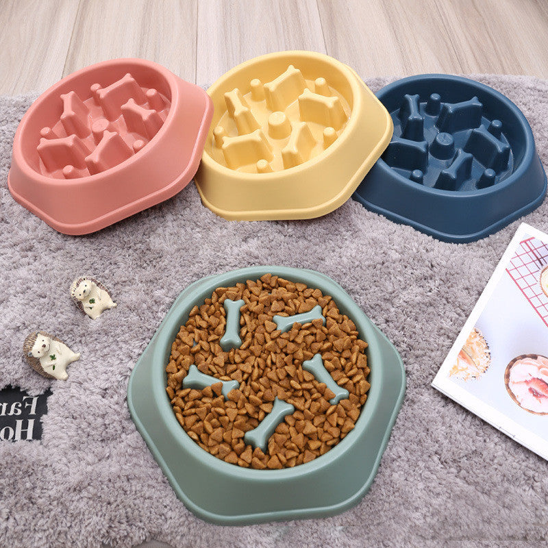 Ajexen Home Style Bone Slow Feeder Dog Bowl – Anti-Choking Design, Prevents Bloating