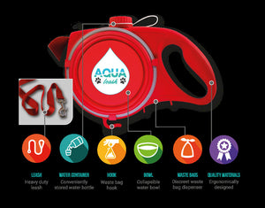 Ajexen Multifunctional Pet Leash with Built-In Water Bottle – Portable Dog Leash for Walking & Outdoor Travel