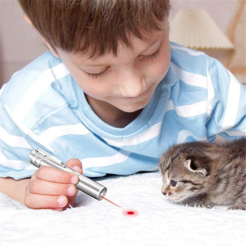 Ajexen Laser Funny Cat Stick – LED Cat Toy Wand | USB Rechargeable Pet Teaser, Stainless Steel Interactive Laser Pointer