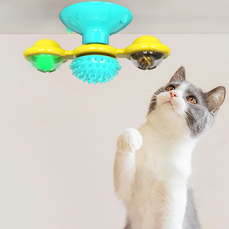 Ajexen Cat Rotating Windmill Toy – Multi-Function Scratcher, Catnip, Teeth Cleaning & Interactive Play