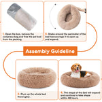 Ajexen 24 Inch Anti-Slip Fluffy Cat Bed – Plush Faux Fur Round Pet Bed for Cats & Small Dogs, Fits Pets Up to 25 lbs