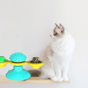 Ajexen Cat Rotating Windmill Toy – Multi-Function Scratcher, Catnip, Teeth Cleaning & Interactive Play