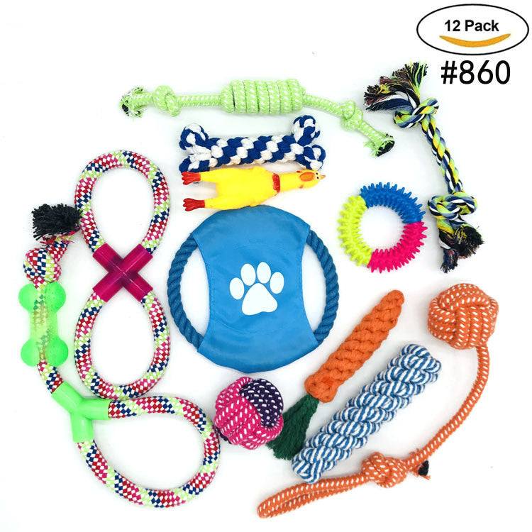 Ajexen 12-Piece Pet Rope Toy Set for Dogs – Durable Cotton Rope Chew Toys for Training, Teething & Interactive Play