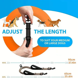Ajexen Dual Dog Leash with Waist Belt – Explosion-Proof Nylon Rope for Large Dogs, Hands-Free Walking