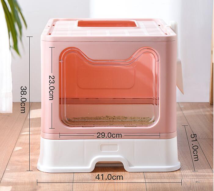 Ajexen Fully Enclosed Foldable Cat Litter Box with Drawer & Double Door – Odor-Proof, Easy Clean, Portable Cat Toilet