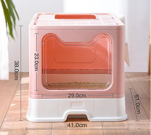 Ajexen Fully Enclosed Foldable Cat Litter Box with Drawer & Double Door – Odor-Proof, Easy Clean, Portable Cat Toilet