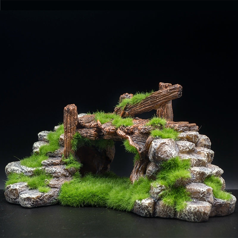 Ajexen Flocking Resin Aquarium Decoration | Landscape Stone Ornament for Fish Tanks & Aquascapes