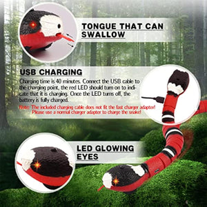 Ajexen Interactive Cat Toy Snake – Smart Sensing USB Rechargeable RC Snake with LED Eyes & Infrared Sensor