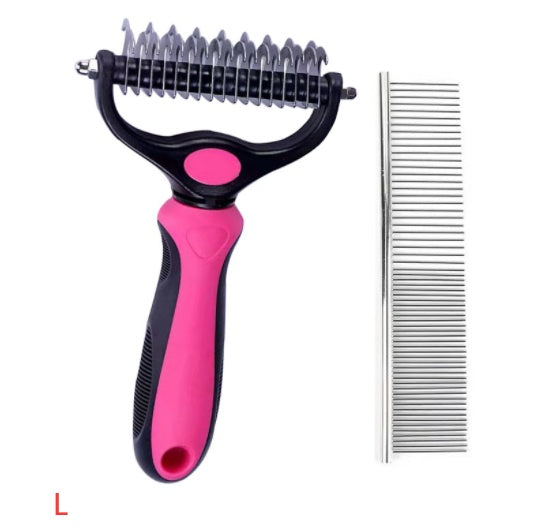 Ajexen Stainless Steel Pet Knot Comb – Hair Removal & Detangling Brush for Dogs & Cats, Double/Single-Sided Grooming Tool