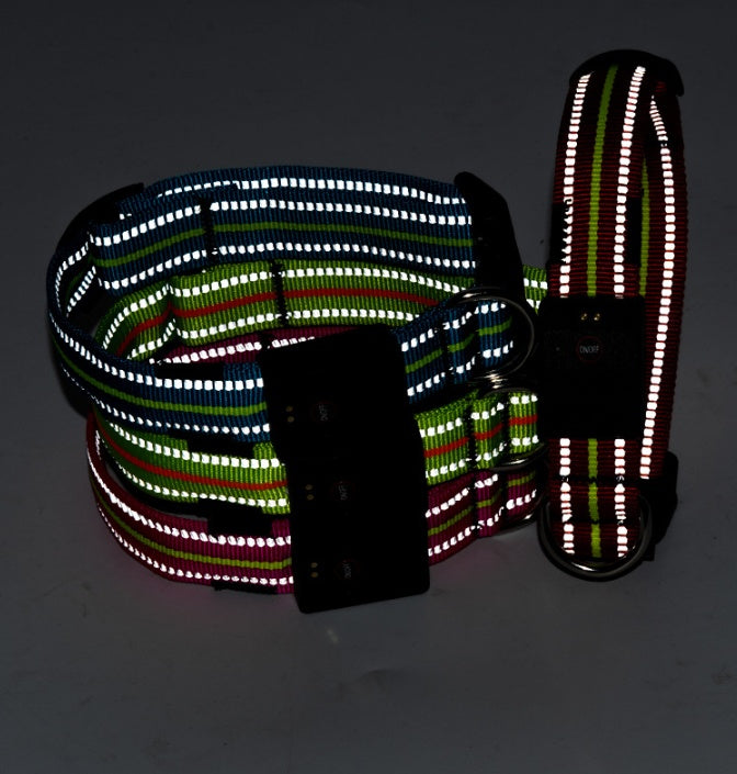 Ajexen Fiber Optic Waterproof LED Pet Collar – Rechargeable Magnetic Dog Collar with Reflective Night Safety