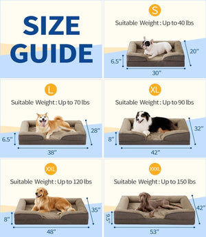 Ajexen Large Dog Orthopedic Sofa Bed – Supportive Foam Pet Mattress with Bolsters, Washable Cover & Waterproof Lining