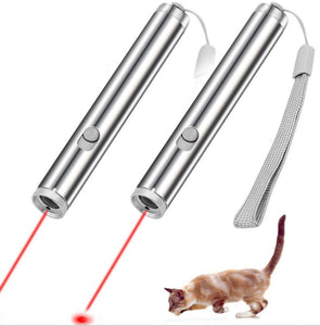 Ajexen Laser Funny Cat Stick – LED Cat Toy Wand | USB Rechargeable Pet Teaser, Stainless Steel Interactive Laser Pointer