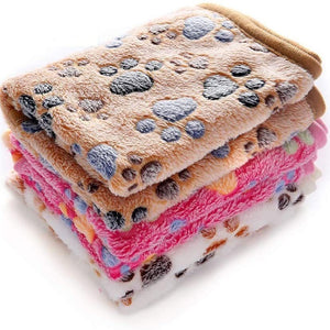 Ajexen Soft Coral Fleece Pet Blanket for Dogs & Cats – Cozy Paw Print Throw for Beds, Crates & Travel
