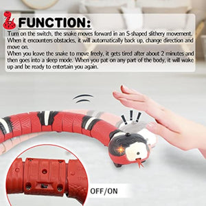 Ajexen Interactive Cat Toy Snake – Smart Sensing USB Rechargeable RC Snake with LED Eyes & Infrared Sensor