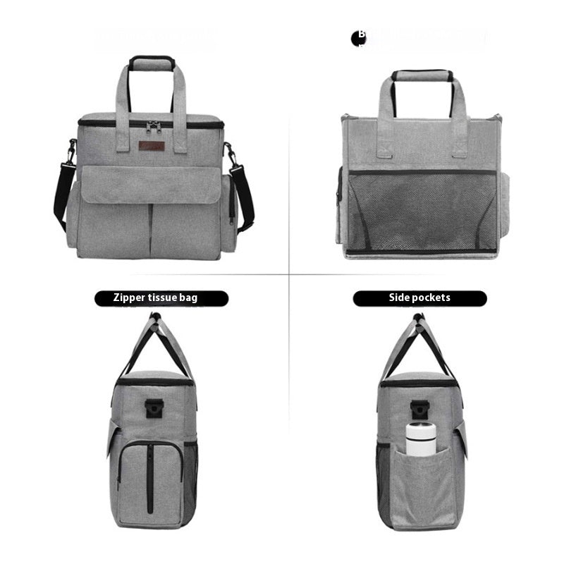 Ajexen Dog Travel Bag Kit – Large-Capacity Pet Backpack with Removable Divider, Training Bag & Mat for Outdoor Trips, Oxford Cloth, Gray