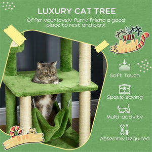 Ajexen Multi-Level Cat Tree Tower with Sisal Scratching Posts, Hammock & Platforms – Stable Climbing Tower for Cats