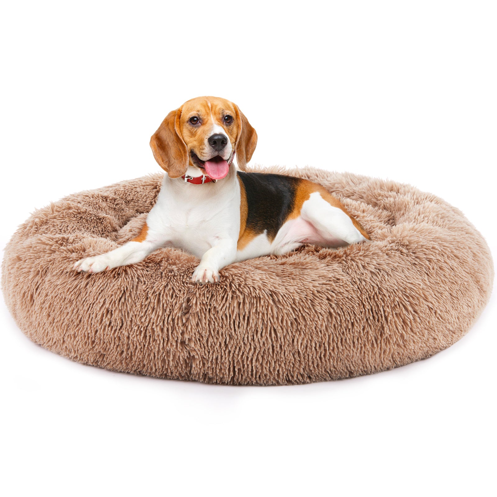Ajexen 24 Inch Anti-Slip Fluffy Cat Bed – Plush Faux Fur Round Pet Bed for Cats & Small Dogs, Fits Pets Up to 25 lbs