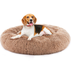Ajexen 24 Inch Anti-Slip Fluffy Cat Bed – Plush Faux Fur Round Pet Bed for Cats & Small Dogs, Fits Pets Up to 25 lbs