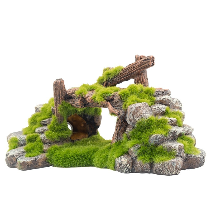 Ajexen Flocking Resin Aquarium Decoration | Landscape Stone Ornament for Fish Tanks & Aquascapes