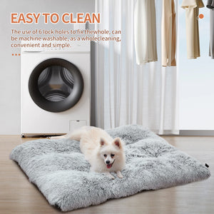 Ajexen Fluffy Dog Crate Pad – Plush Faux Fur Dog Bed, Calming Anti-Anxiety Cat & Dog Mat with Non-Slip Bottom, Washable Pet Crate Cushion