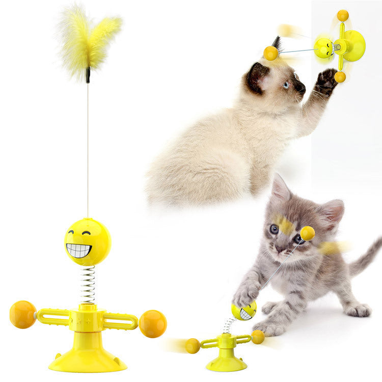 Ajexen Cat Rotating Windmill Toy – Multi-Function Scratcher, Catnip, Teeth Cleaning & Interactive Play
