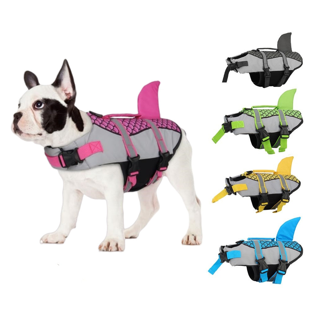 Ajexen Dog Life Jacket Shark Vest – Pet Swimming Safety Vest with Handle & Leash Ring, Summer Swimwear