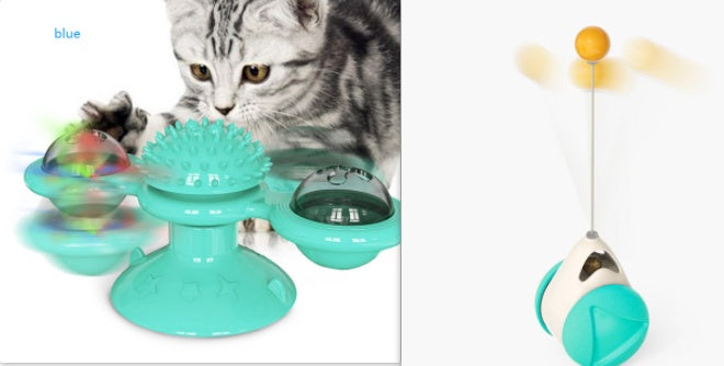 Ajexen Cat Rotating Windmill Toy – Multi-Function Scratcher, Catnip, Teeth Cleaning & Interactive Play