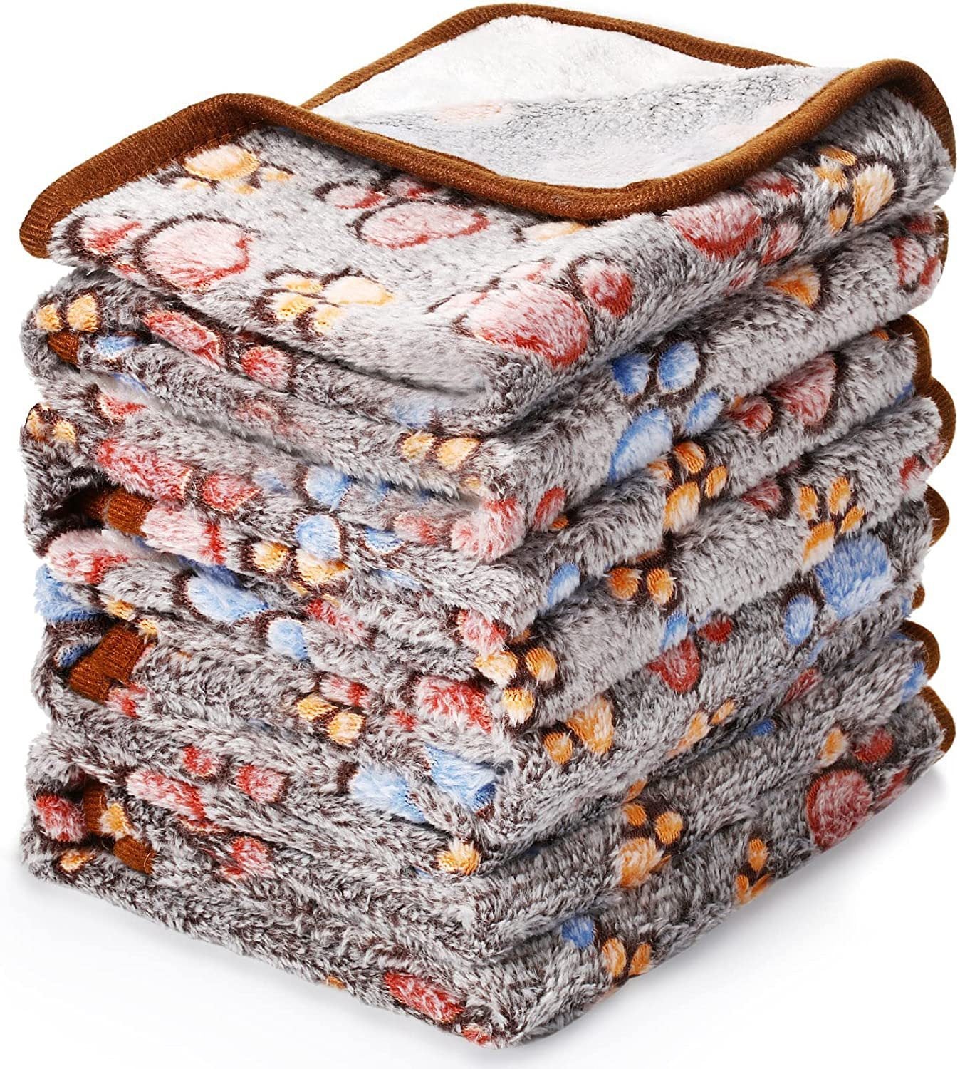 Ajexen Soft Coral Fleece Pet Blanket for Dogs & Cats – Cozy Paw Print Throw for Beds, Crates & Travel