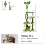 Ajexen Multi-Level Cat Tree Tower with Sisal Scratching Posts, Hammock & Platforms – Stable Climbing Tower for Cats