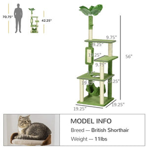 Ajexen Multi-Level Cat Tree Tower with Sisal Scratching Posts, Hammock & Platforms – Stable Climbing Tower for Cats