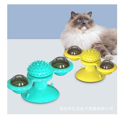 Ajexen Cat Rotating Windmill Toy – Multi-Function Scratcher, Catnip, Teeth Cleaning & Interactive Play