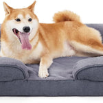 Ajexen Large Dog Orthopedic Sofa Bed – Supportive Foam Pet Mattress with Bolsters, Washable Cover & Waterproof Lining