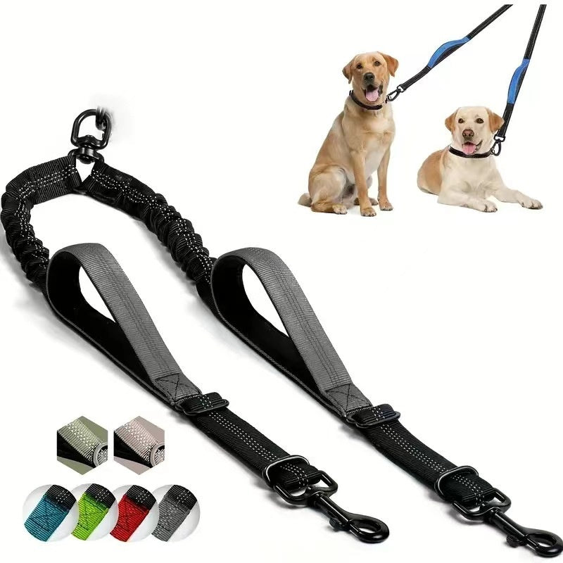 Ajexen Dual Dog Leash with Waist Belt – Explosion-Proof Nylon Rope for Large Dogs, Hands-Free Walking