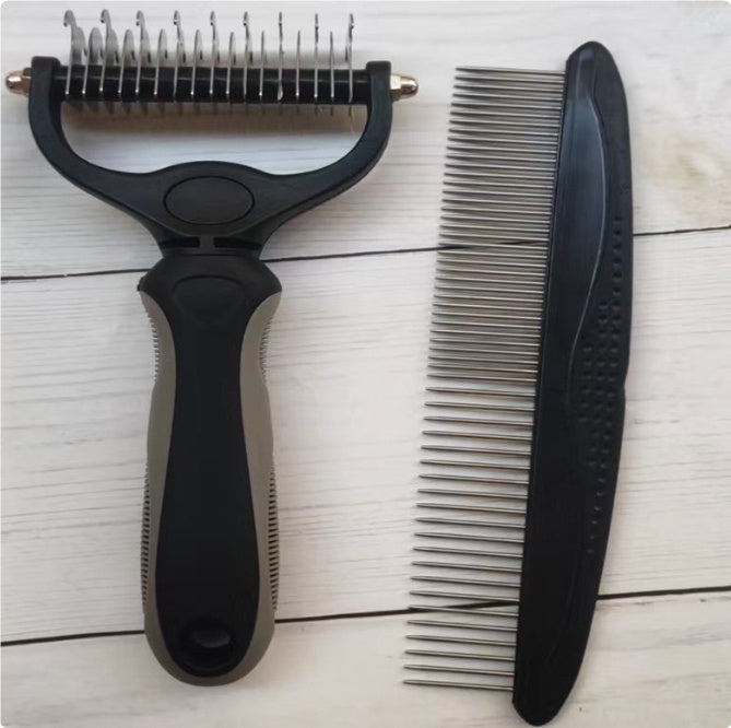 Ajexen Stainless Steel Pet Knot Comb – Hair Removal & Detangling Brush for Dogs & Cats, Double/Single-Sided Grooming Tool