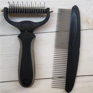 Ajexen Stainless Steel Pet Knot Comb – Hair Removal & Detangling Brush for Dogs & Cats, Double/Single-Sided Grooming Tool